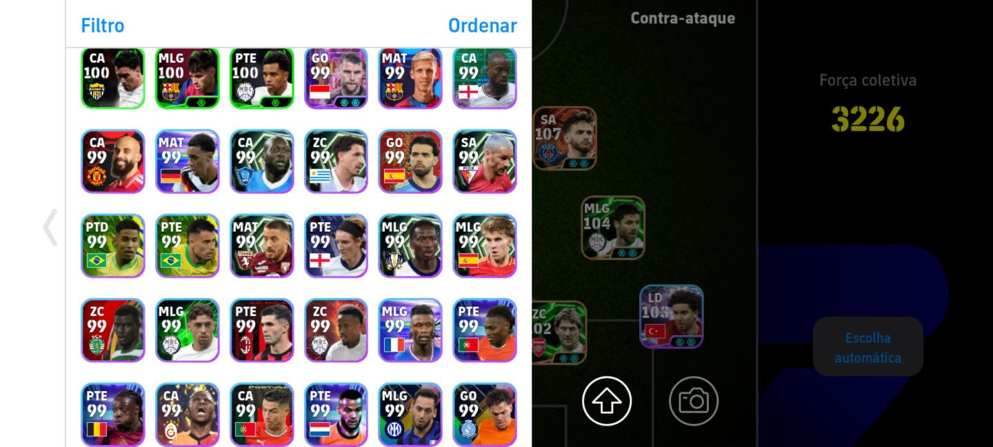Conta de efootball, com 3226 de força, com vários técnicos,uniformes e etc
