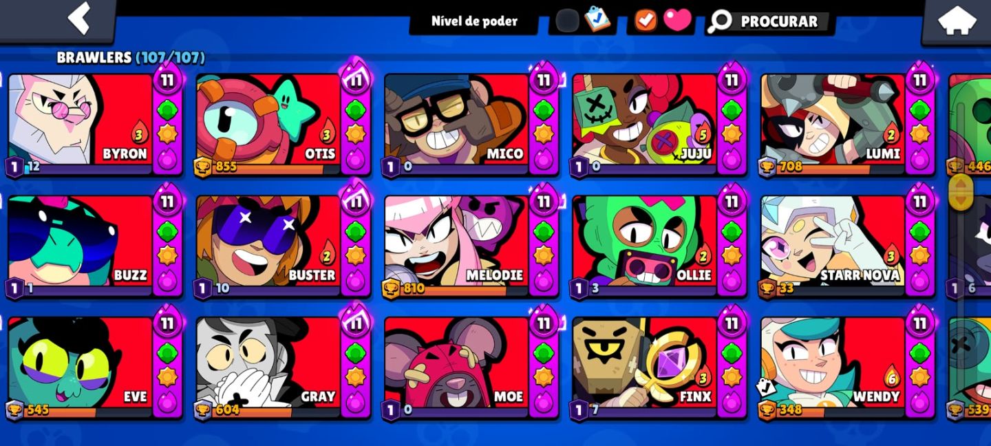 Conta brawl stars,55k trofeus,mtas skins,lendario e fama saturiana 1