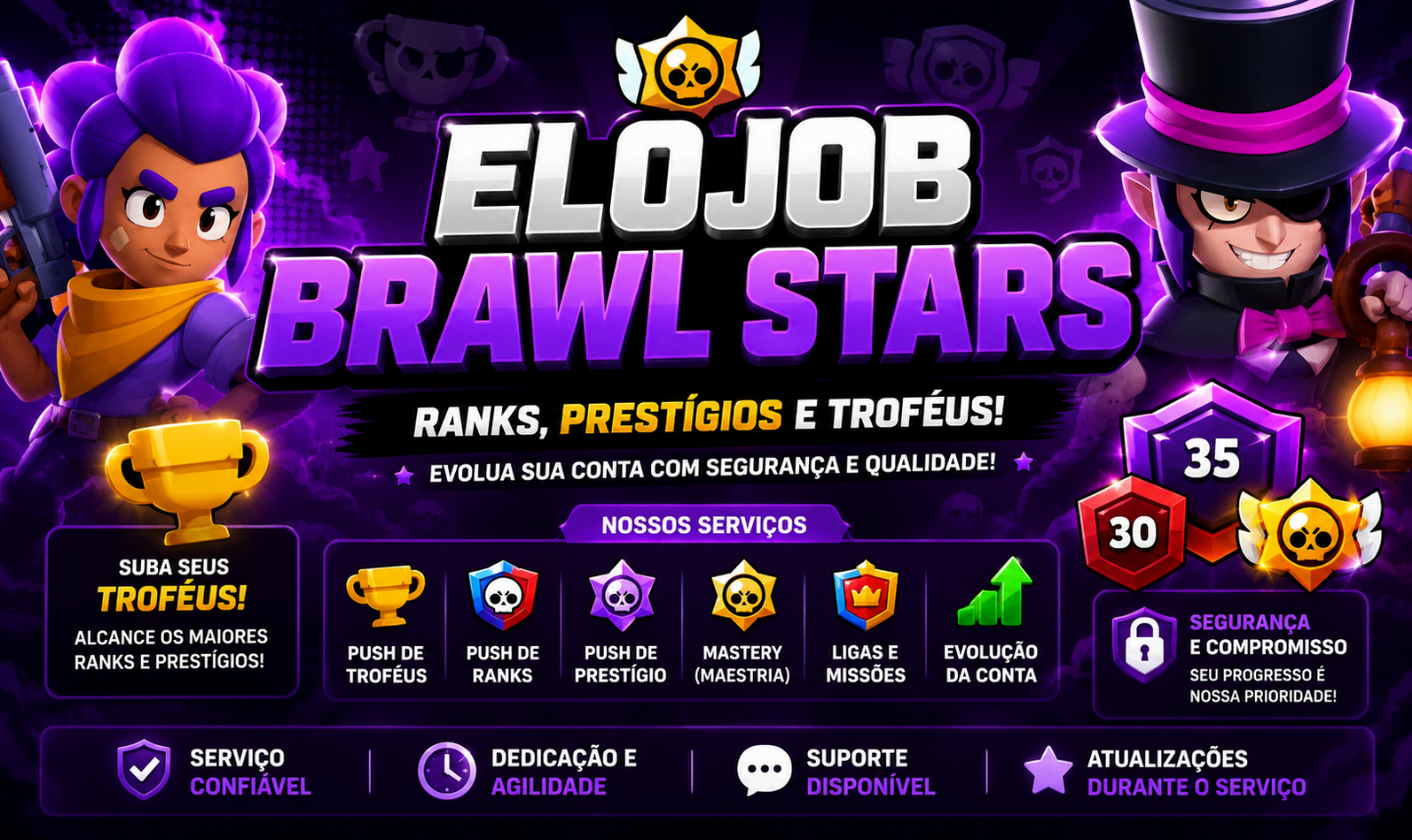 ELOJOB BRAWL STARS O + BARATO DA GG ( UPO PRESTÍGIOS, RANKS E TROFEUS)