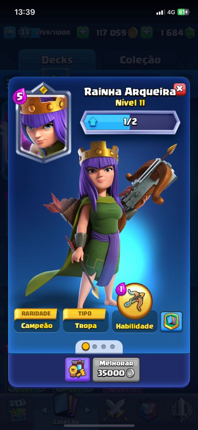 Conta clash royale com 1 passe de batalha da bruxa, e outras evoluções No PRECIN