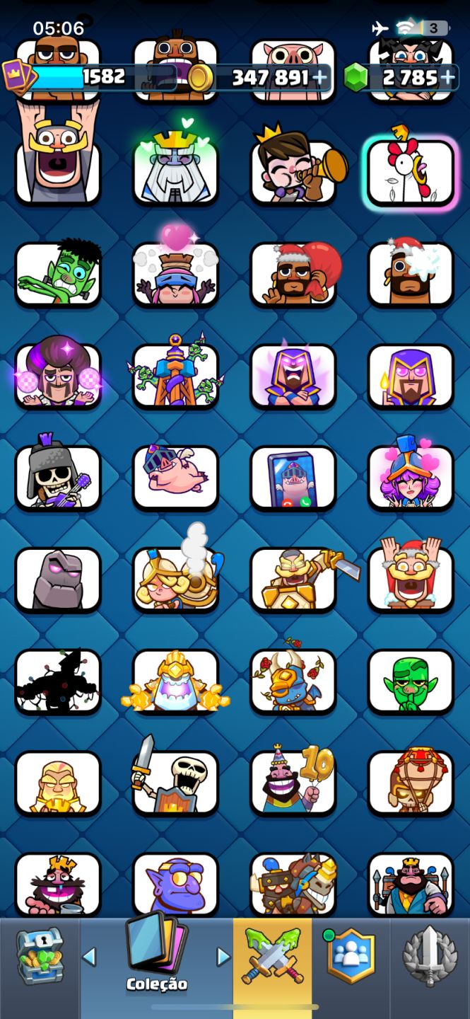 13K | 122/123 CARTAS | 2.785 GEMAS | 347K OURO | 9 CURINGAS EVO