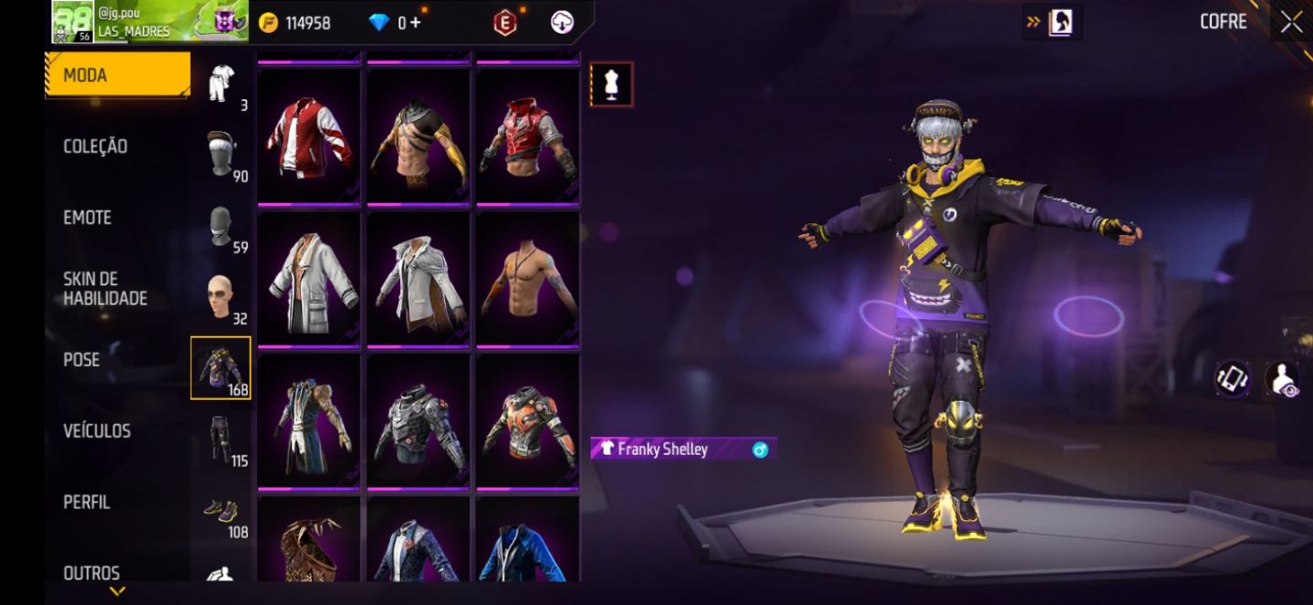 Conta de free fire diamante com várias skins