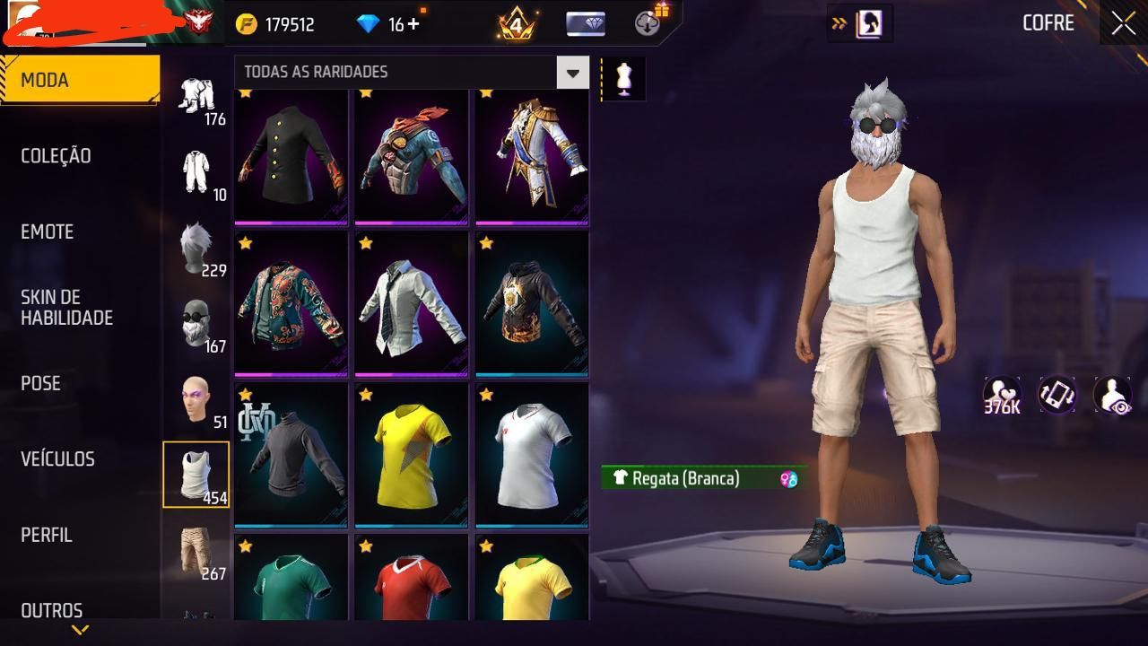 CONTA braba de Free fire com passe antigo, via Facebook (app)