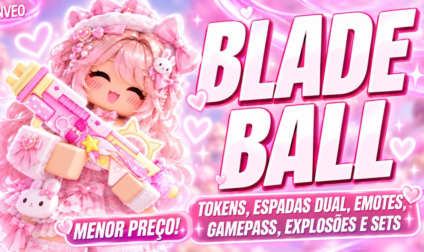 [PROMOÇÃO] BLADE BALL | ESPADAS FOFAS | TOKENS | ESPADAS | EMOTES | ROSA |ROBLOX