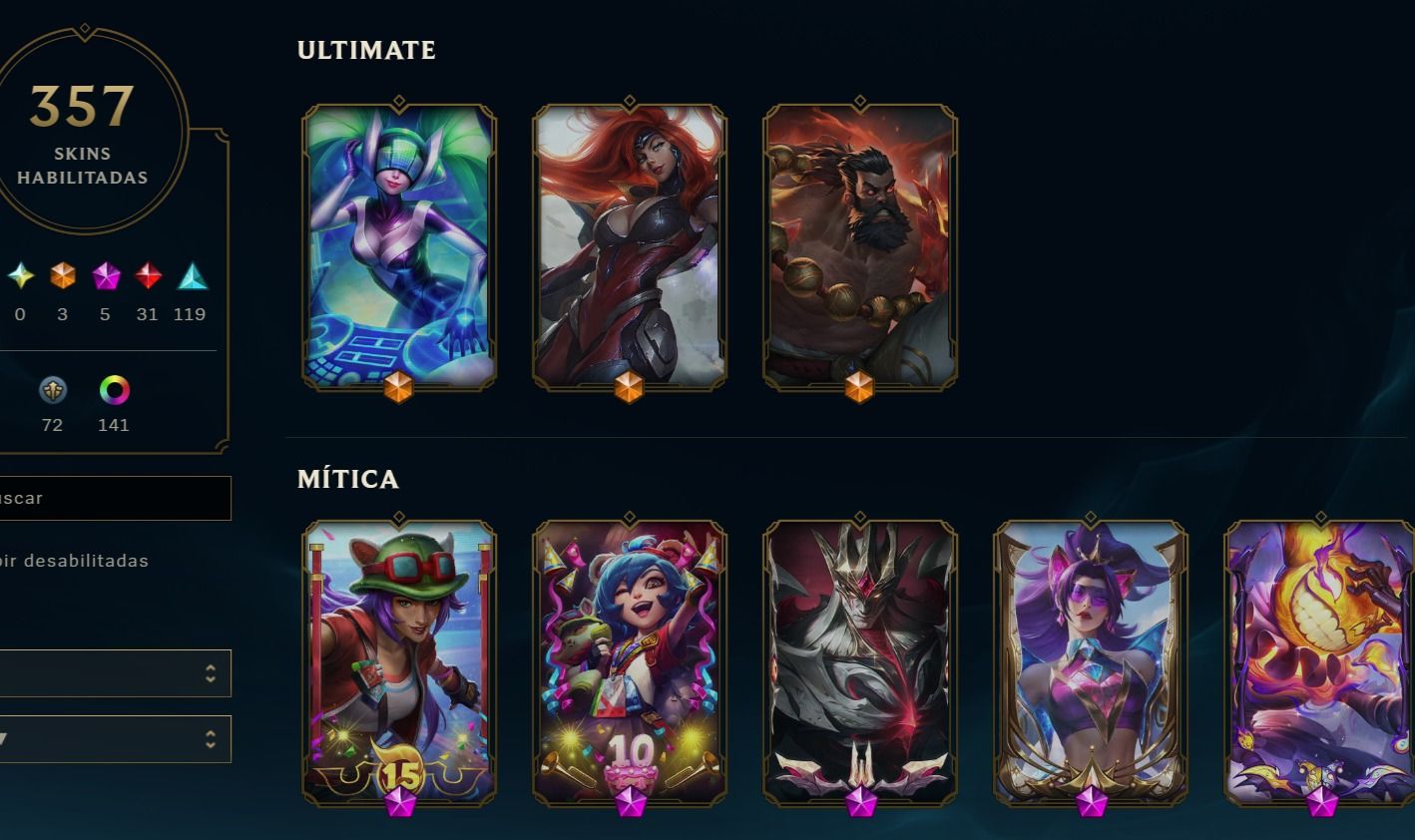 CONTA LEAGUE OF LEGENDS / 357 SKINS / LV 756 / BRONZE 4