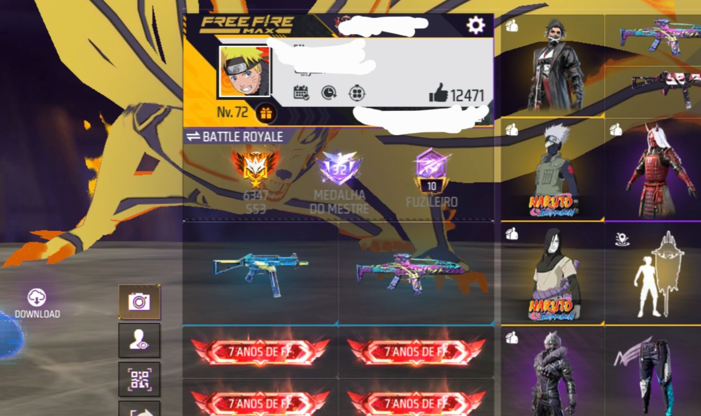 FREE FIRE PRIME 5 | 633 PEITORAIS | 414 CALÇAS | MUITO COISA RARA NA CONTA