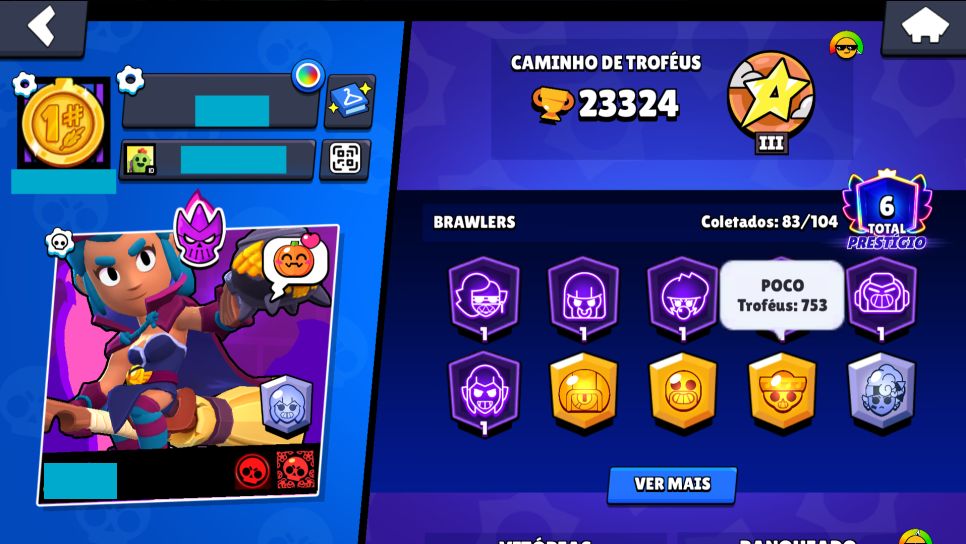 CONTA BRAWL STARS - 23.324 TROFÉUS | 304 SKINS | 83 BRAWLERS | MUITOS LV11
