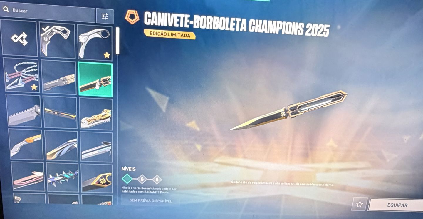 Conta de Valorant! Com skin rara, skichampions, diversas facas, vários passes