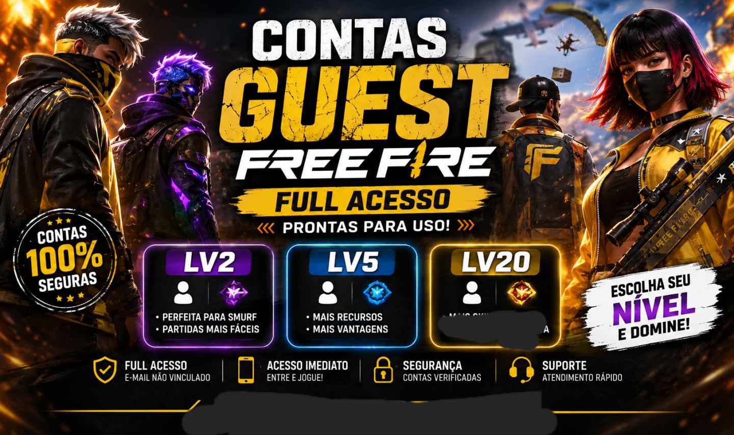 CONTAS GUEST FREE FIRE NVL 2, NVL 5 & NLV 20