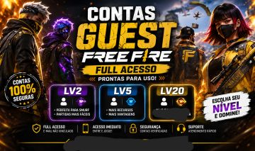 CONTAS GUEST FREE FIRE NVL 2, NVL 5 & NLV 20