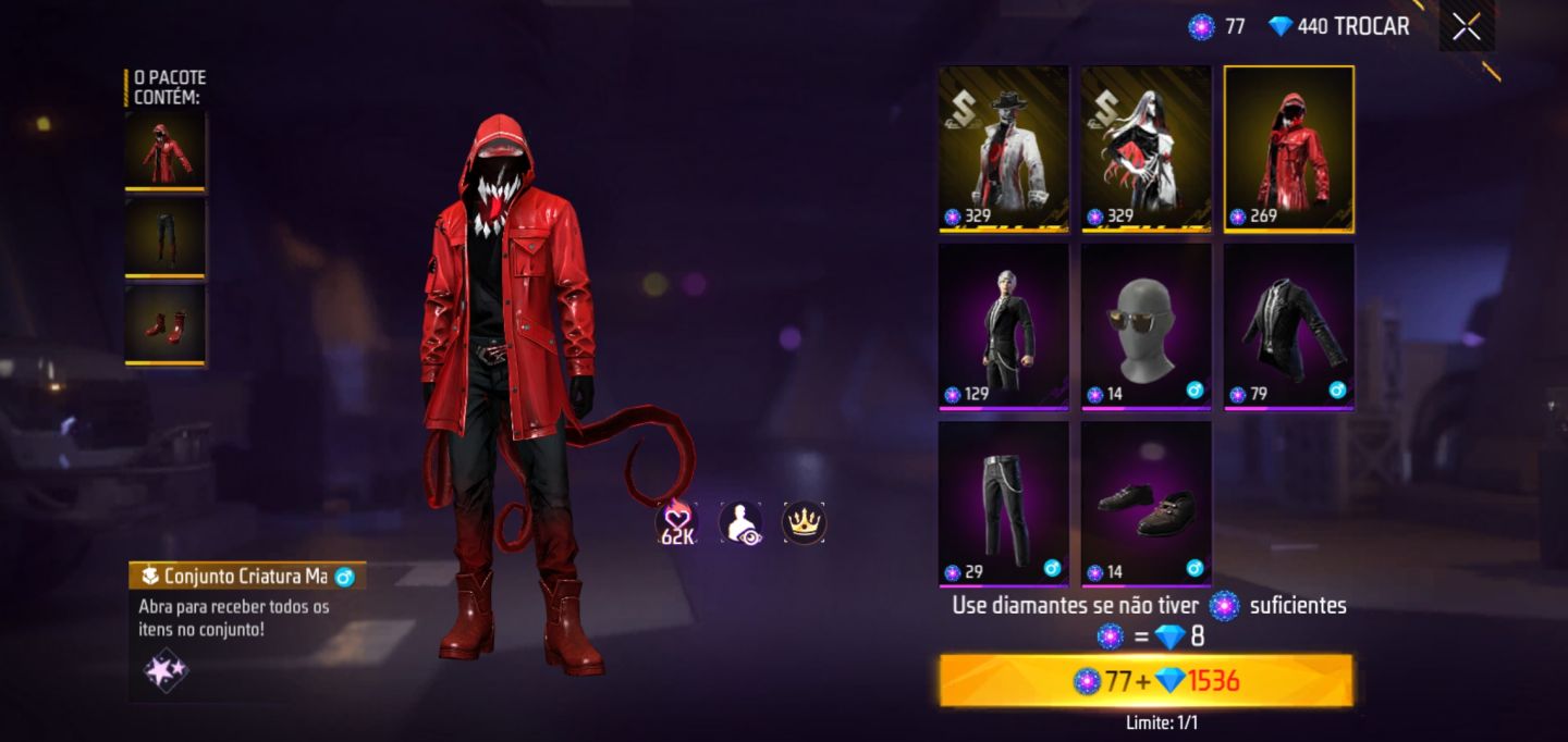 PROMOÇÃO DE CONTAS [FREE FIRE] SKINS EVENTO SOBERANOS NOTURNOS[LEIA A DESCRIÇÃO]