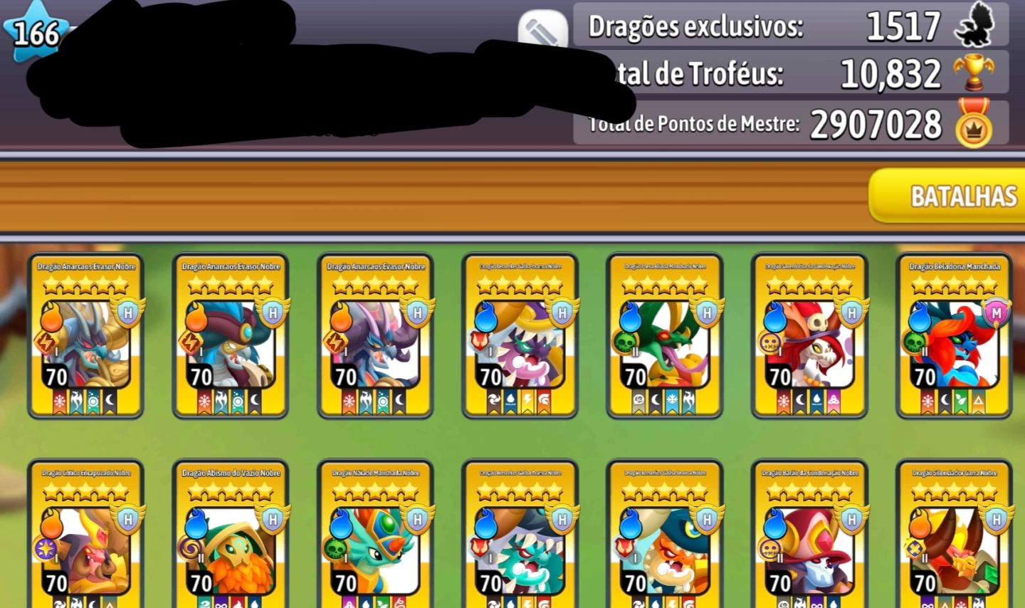 Conta De Dragon City Quase Full Skins