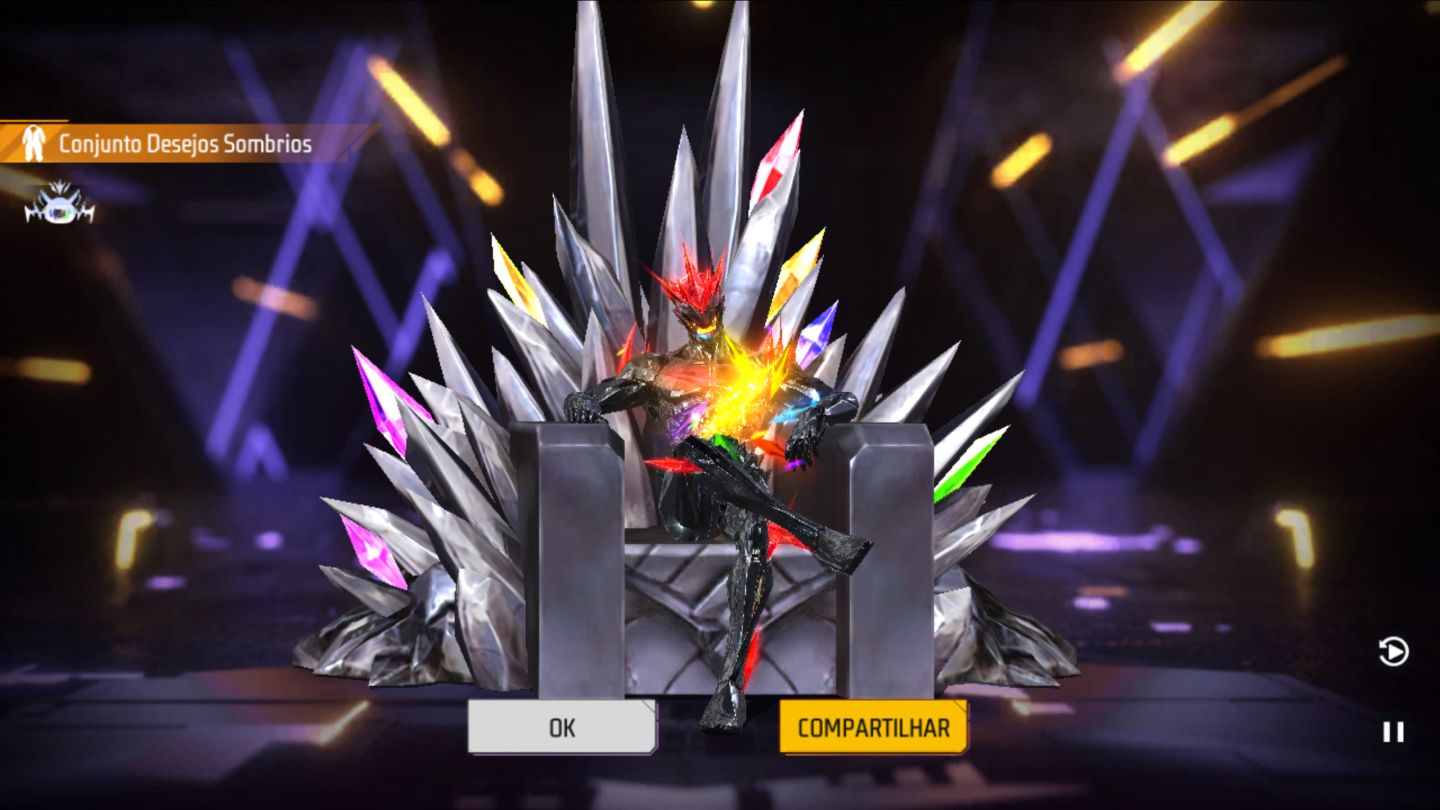 [MELHORES CONTAS] CONTA FREE FIRE LV15+300 DIAMANTES+SKIN REI CAVEIRA+TROCA NICK
