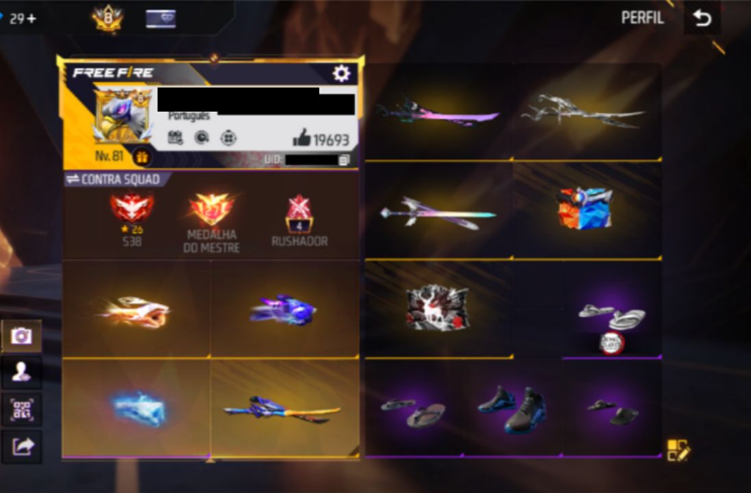 CONTA FREEFIRE | PRIME 8 | 8 ANOS | 7 ANGELICAL | EVOLUTIVAS | PUNHOS | ENTRADAS
