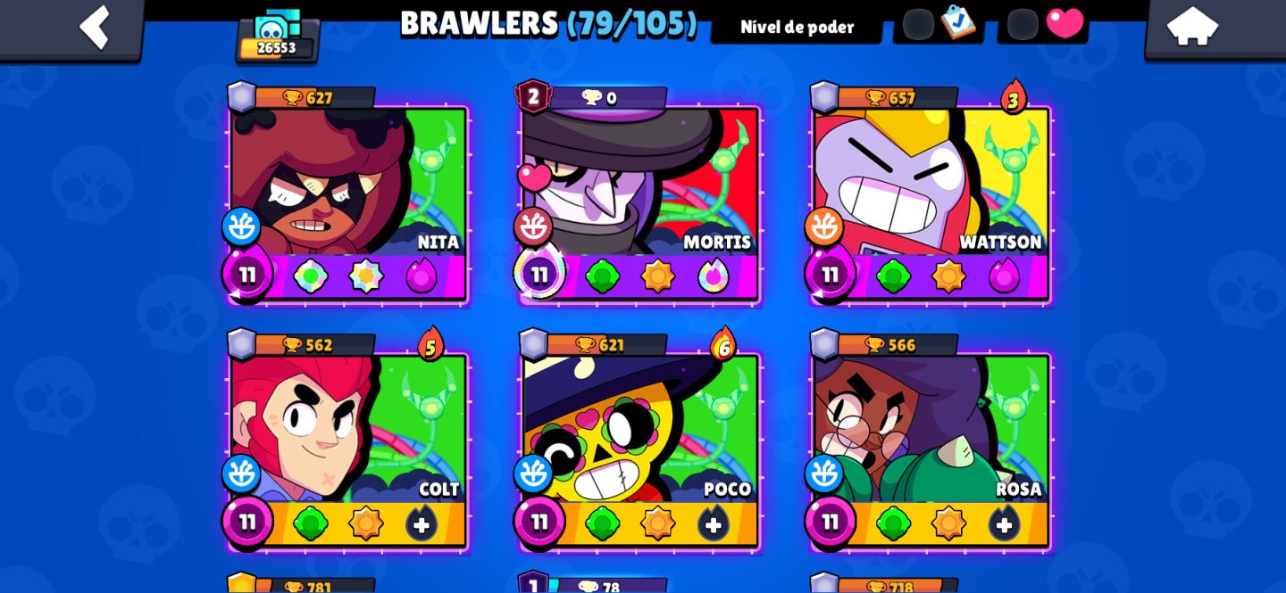 Brawl Stars 26k+ | Mortis 2k Troféus | 79 Brawlers | P11