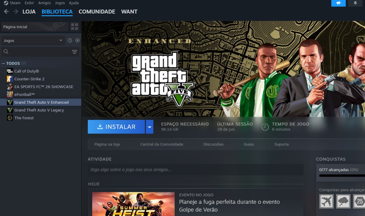 Conta stem com 2 gta 5 e o the forest