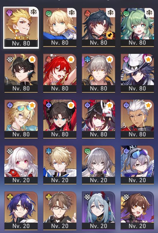 Conta Star Rail com todos da collab Gilgamesh E1 muito conteudo para farm 19Lx5