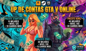 [UP DE CONTAS] GTA 5 ONLINE PC UPAGEM | PACOTES DE DINHEIRO + CARROS + LEVEL