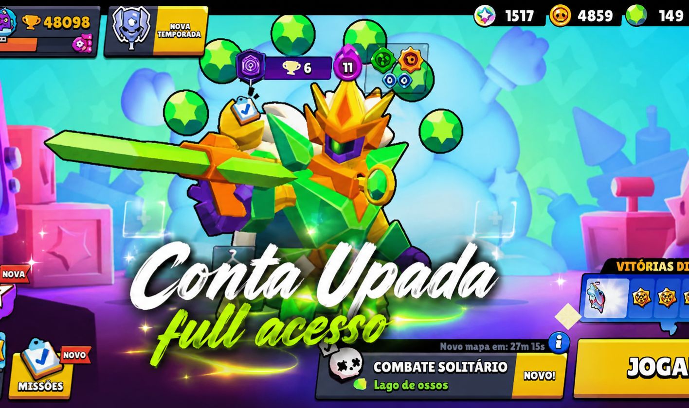 CONTA DE BRAWL STARS RARA FULL ACESSO + CONTA DE CLASH UPADA 10K TROFEÚS