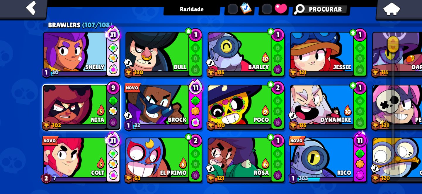 Conta barata com todos Brawlers 45 k de troféus
