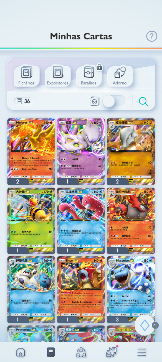 Conta Pokémon TCG - NV 19 com mais de 1,3k cartas com Poncho dourado e mto mais!