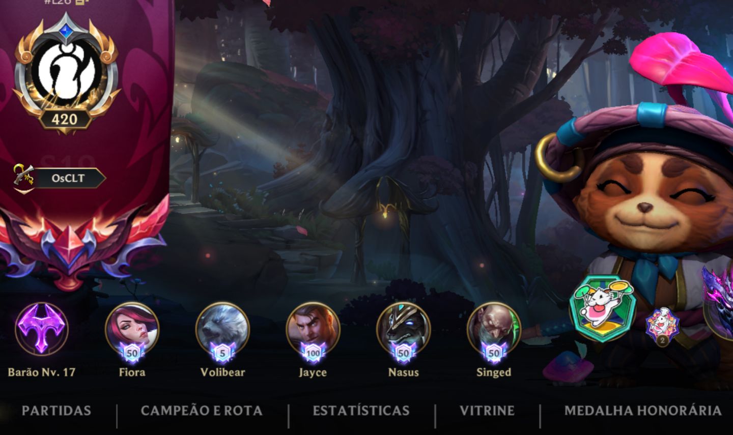 Conta Wild rift Lvl 420, Main TOP