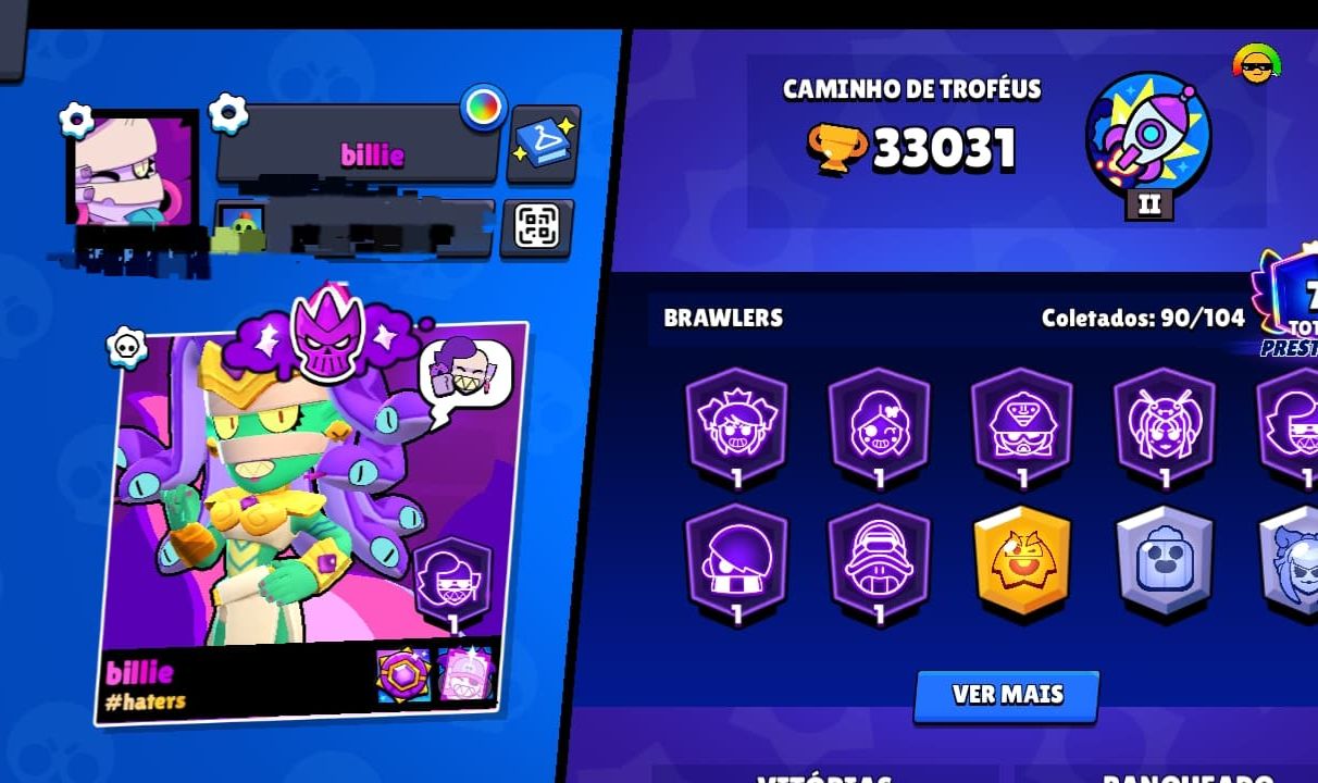 CONTA BRAWL STARS 90 BRAWLERS
