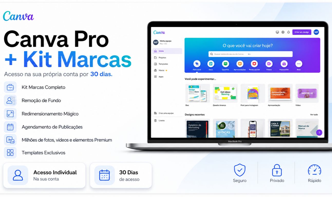 Canva Pro Oficial + Kit Marcas Acesso na Própria Conta 30 dias