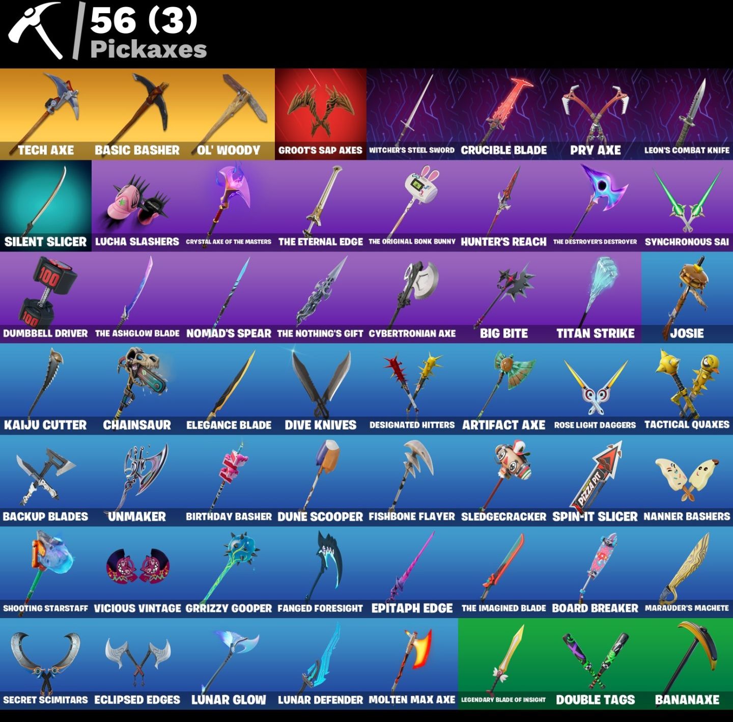 CONTA FORTNITE 45 SKINS / FNCS RENEGADE E MACHADO LEON COMBAT KNIFE (RARIDADE)