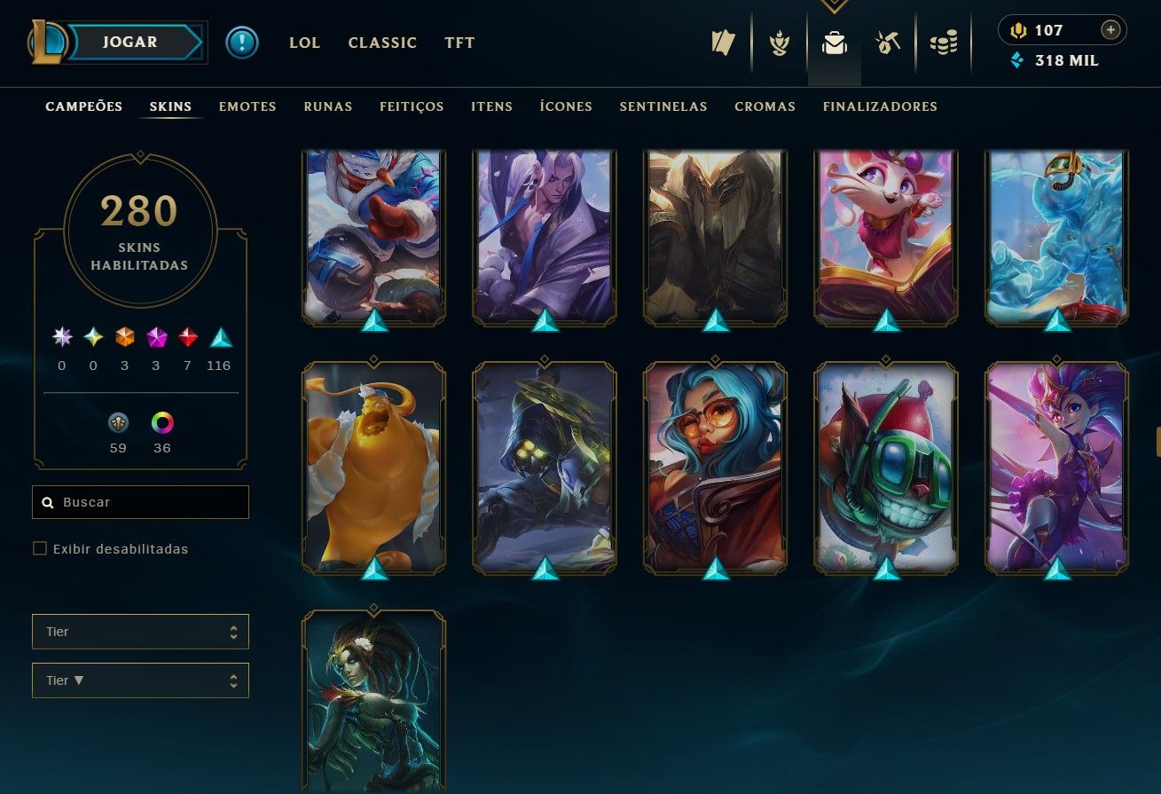 [ENTREGA AUTOMÁTICA] CONTA LOL E WILD RIFT 280 SKINS GOLD 4 97% WR 29W 1L