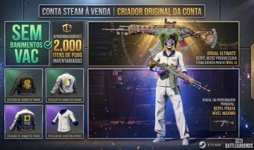Conta de PUBG | 4.800 horas | +1.900 itens | Arma Progressiva Lvl 10 |