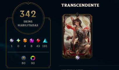Conta League of Legends 342 skins + Wild Rift 112 skins