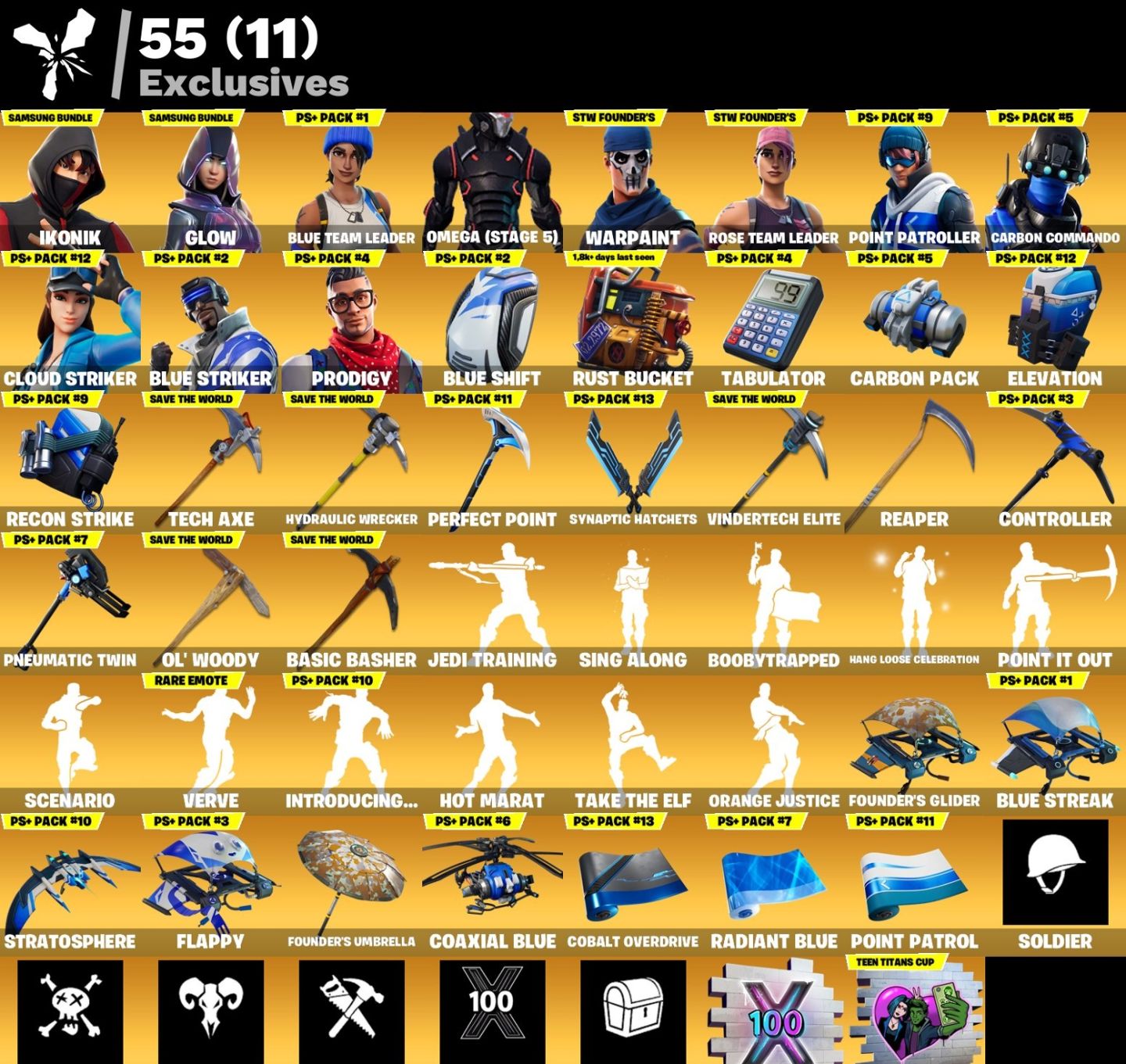 Conta Fortnite 187 SKINS IKONIK/ OG STW SALVE O MUNDO FUNDADOR RARIDADE