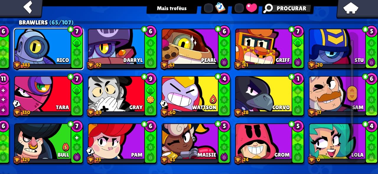 Conta de Bralw Stars (154 SKINS, conta antiga criada a 2019 e 22k de troféu)