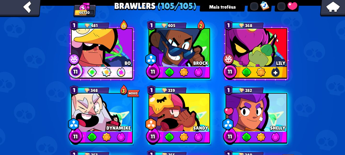 CONTA BRAWL STARS 66K TROFÉUS | 105/105 BRAWLERS | 42 COM 1K
