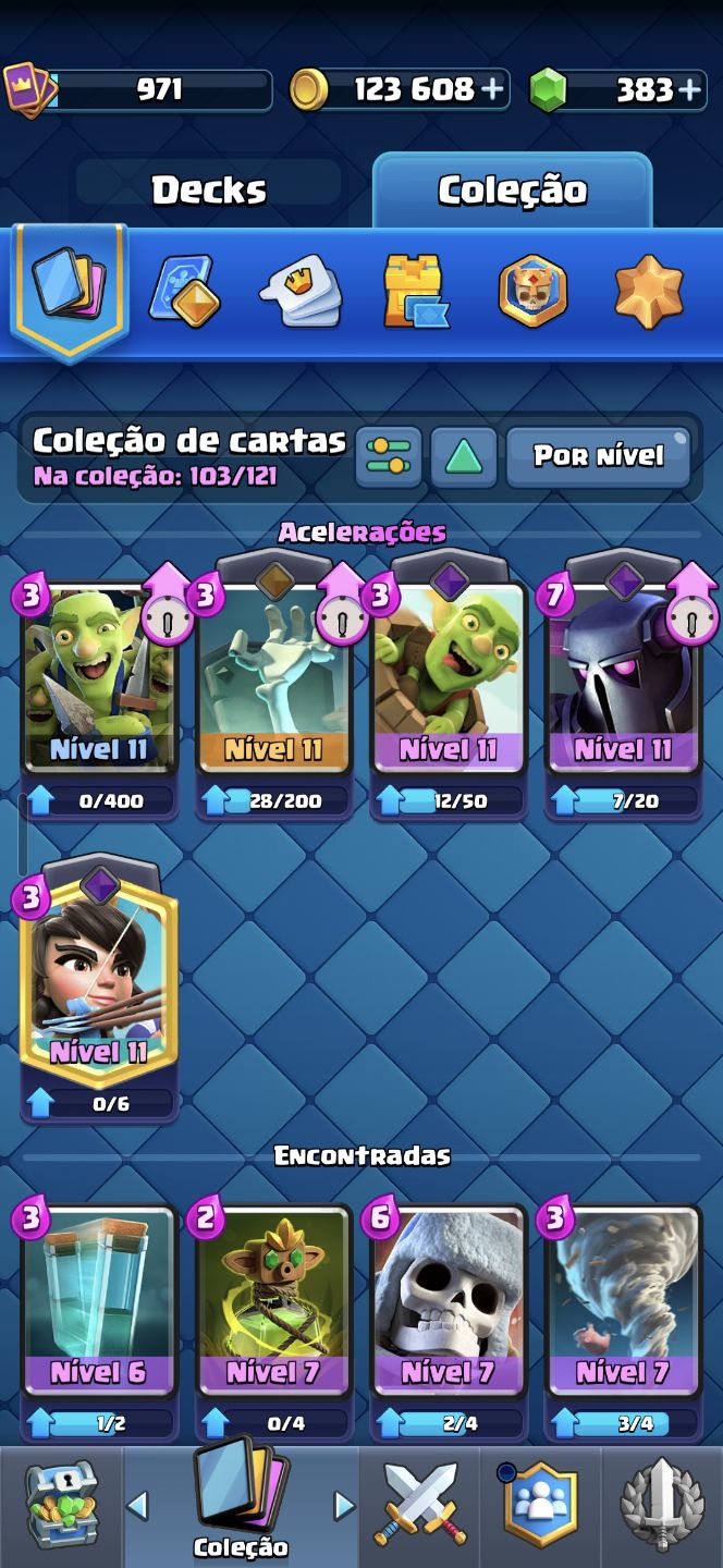 CONTA CLASH ROYALE 5599 TROFEU 2 HEROIS 383 GEMAS 103 CARTAS
