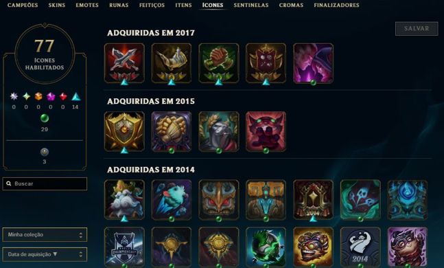 Conta com Rammus Rei - Sentinela riot e vários Ícones raros de 2012