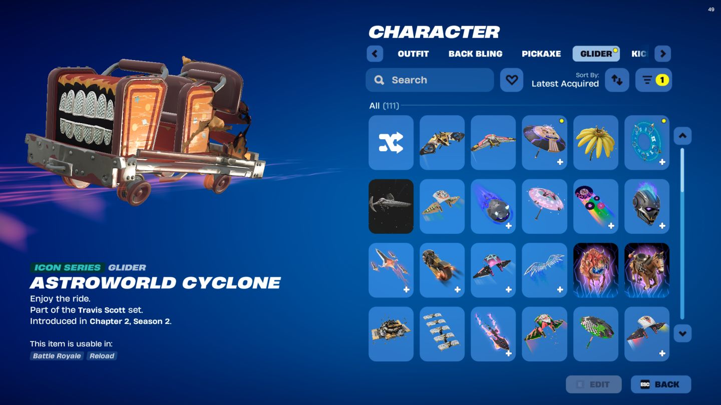 CONTA FORTNITE 120 SKINS TRAVIS SCOTT+ASTRO JACK+GLIDER CYCLONE+GESTO RAGE+SM