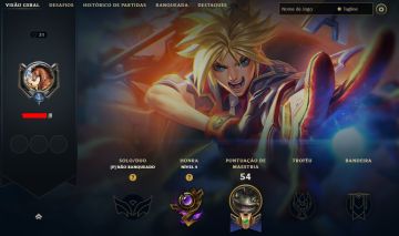Conta LoL smurf, com skins lendárias