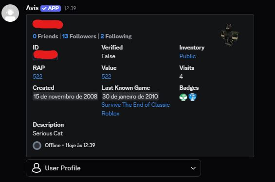 CONTA ROBLOX ANTIGA 2008 COM FACE SERIOUS CAT +5 OFFSALES E 500 RAP [UNVERIFIED]
