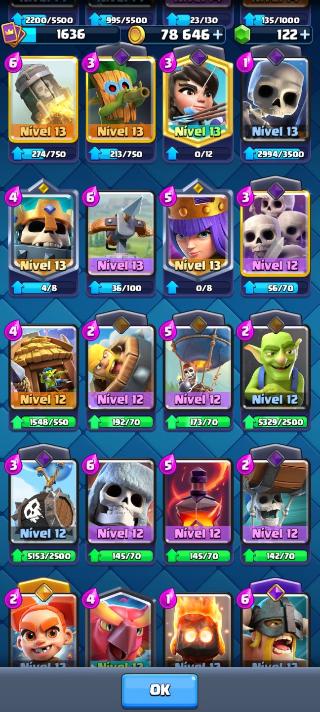 CONTA CLASH ROYALE INSANA! 13 EVOLUÇÕES, CARTAS LVL 16 E 78K DE OURO!