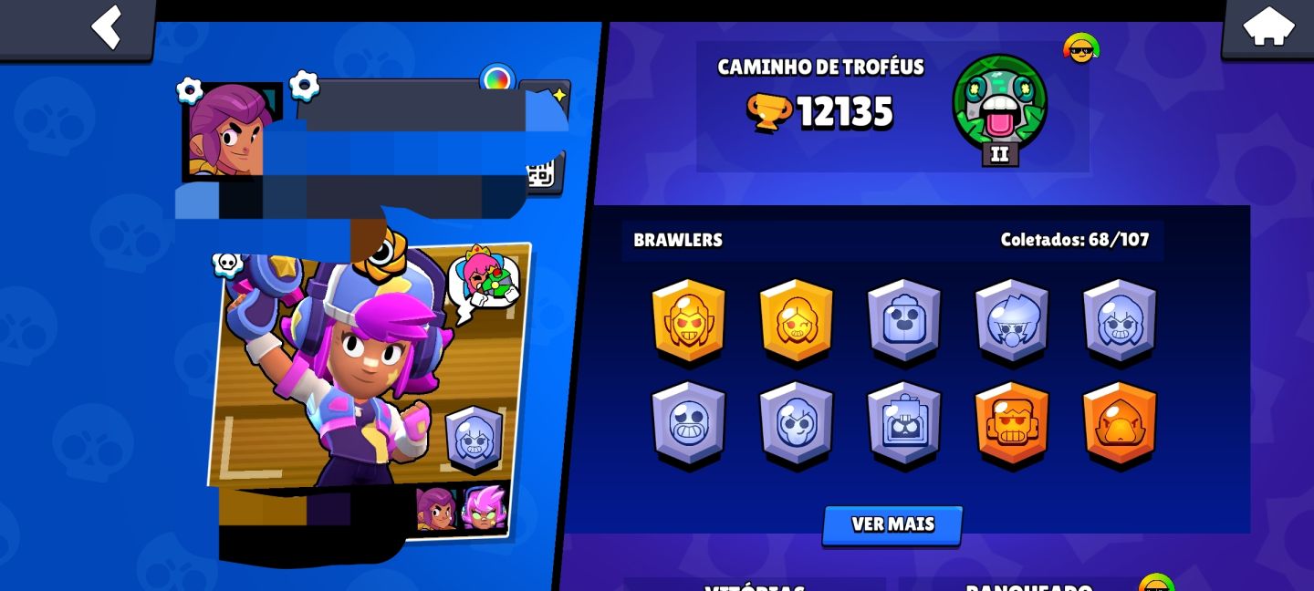 Brawl Stars 12.135 Troféus | Shelly Princesa + Ash Ninja Original + Skins Raras