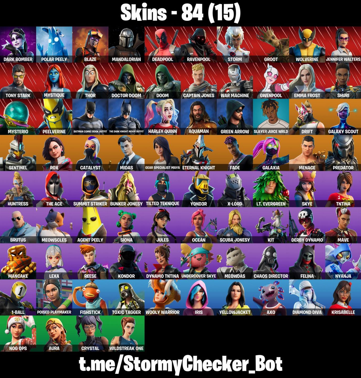 84 SKINS - GOLD MIDAS - MARVEL PASS - DRIFT (5) - TRYHARD CLEAN