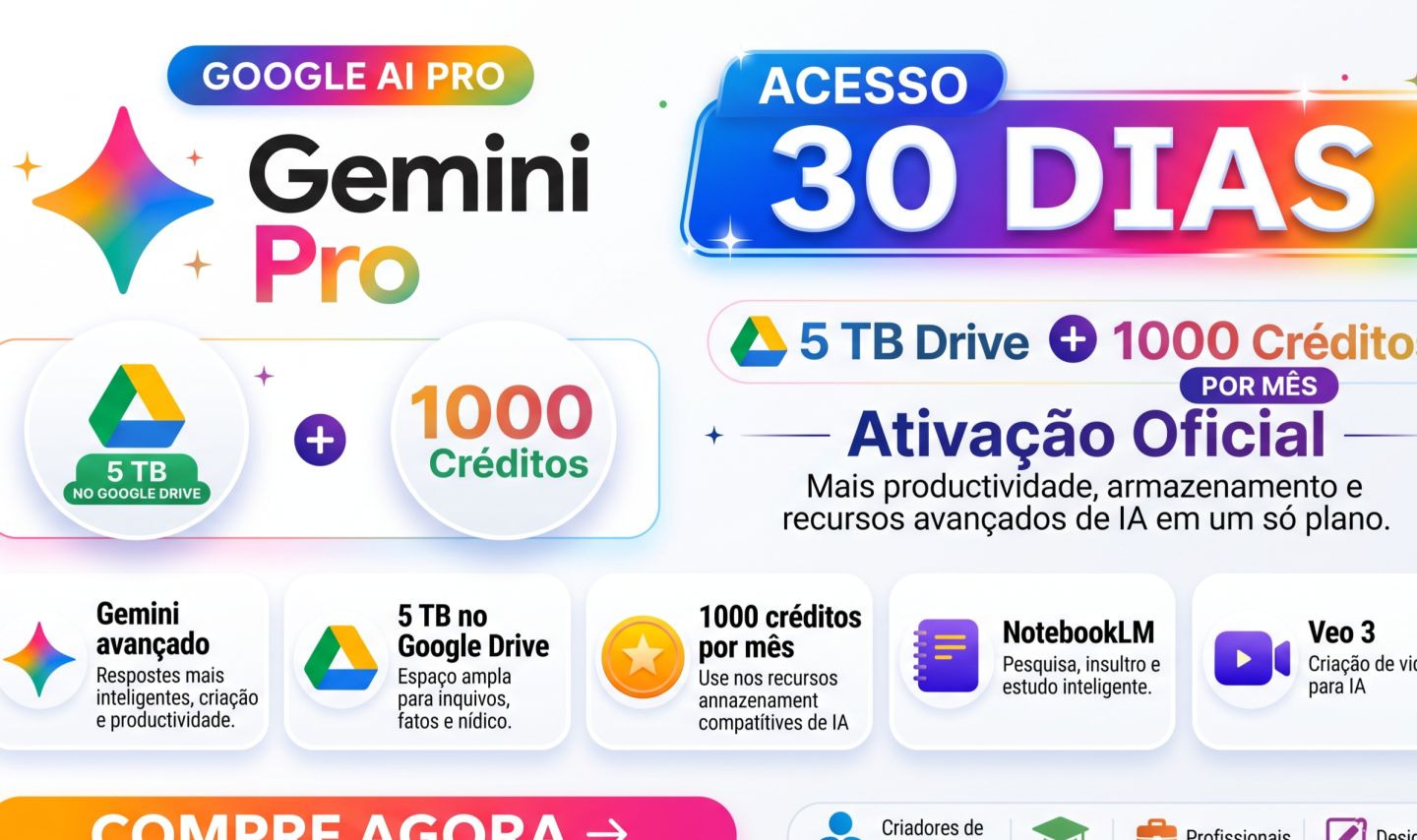 Google AI Gemini Pro + 5TB Drive | Link de Ativação Direta
