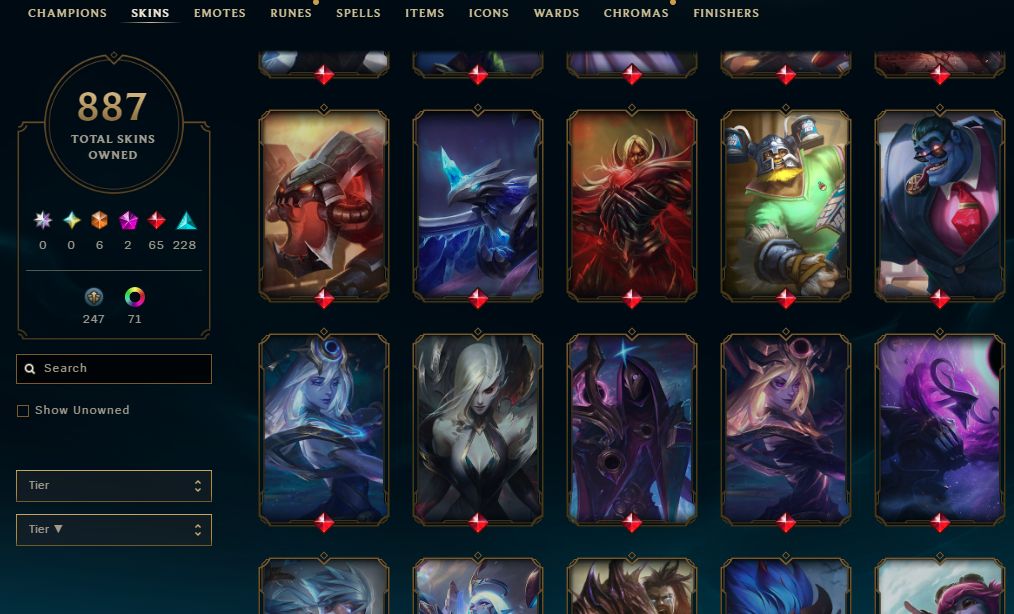 887 SKINS, 74 CHROMAS - CONTA DE LEAGUE OF LEGENDS