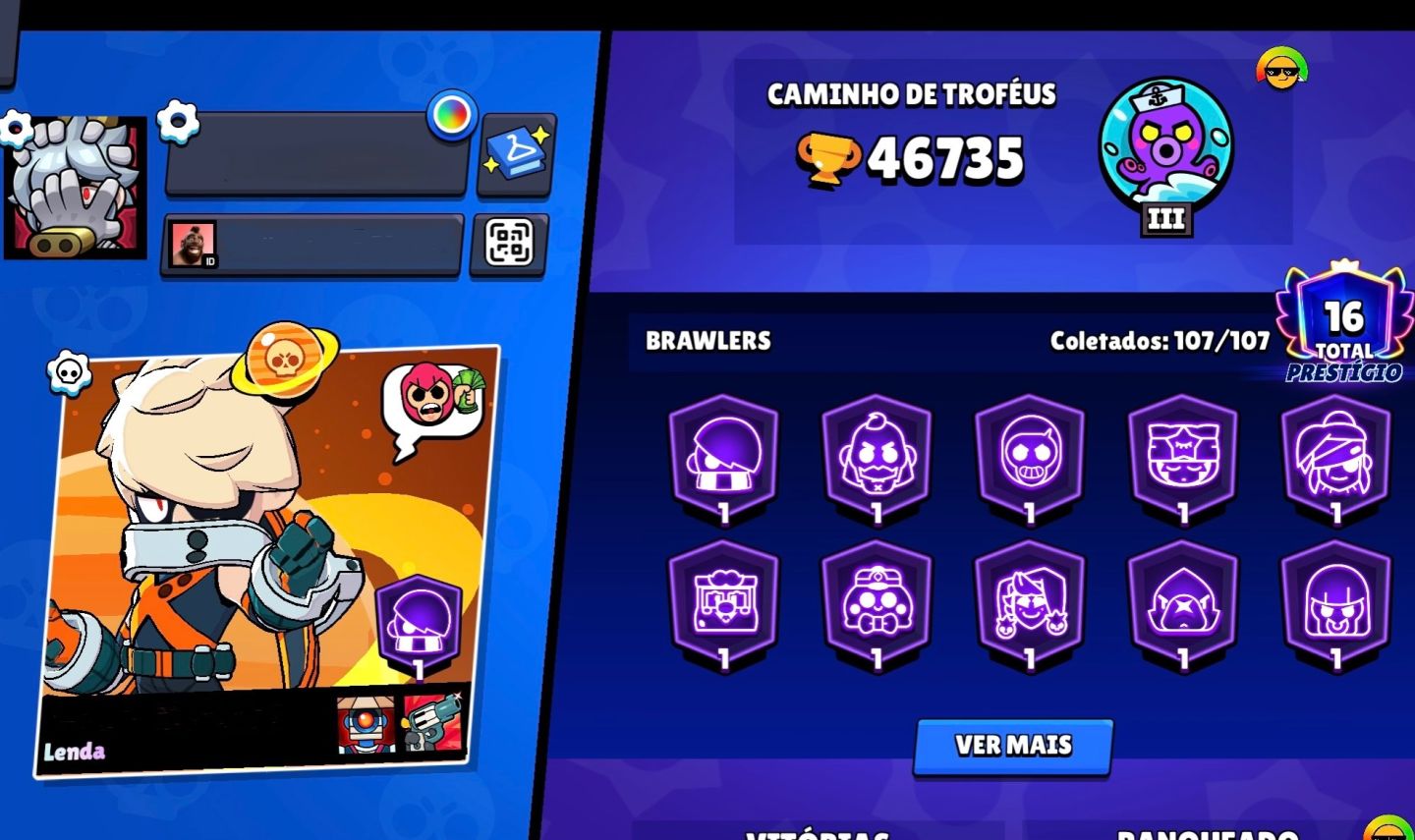 CONTA BRAW 46K |FAMA SATURNIANA 3 -107 BRAWLERS MAIS DE 270 SKINS E 10 PASS PLUS