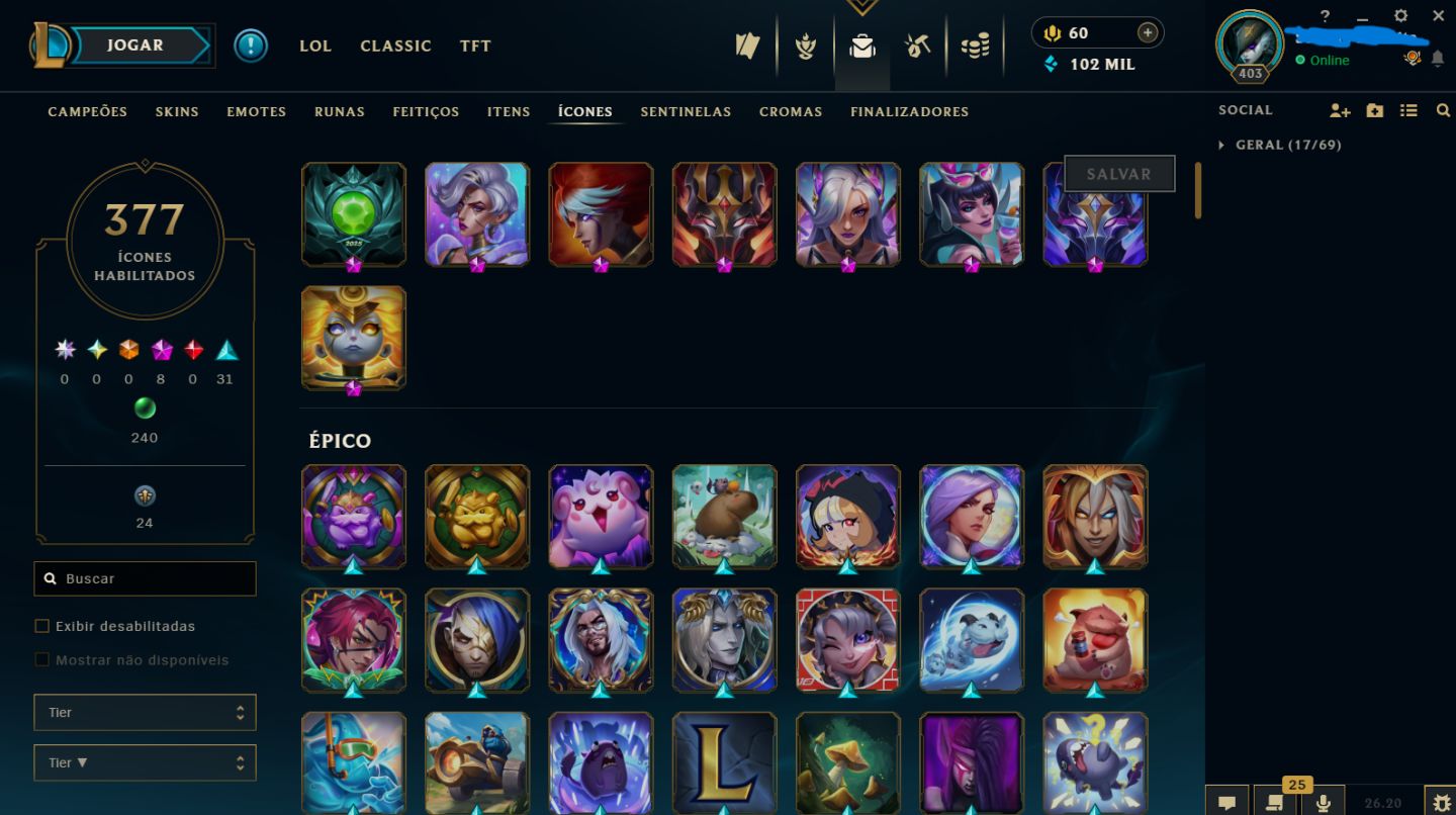 Conta rara LOL mono Kayn + detalhes descrição