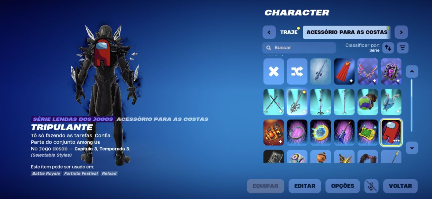 Conta fortnite estava com clube menor preço amongus e quebrado furtiva