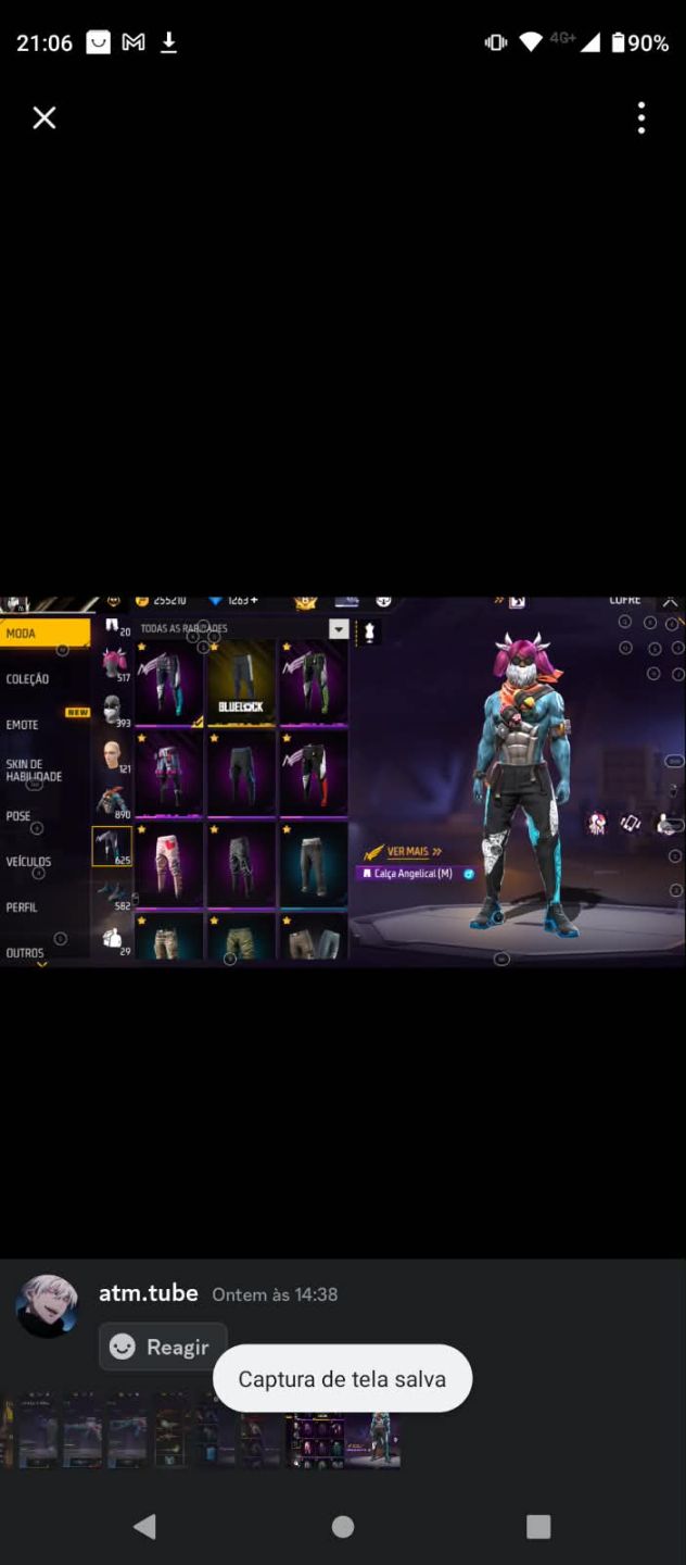 Conta freefire ump atributada de dano e xm8 de dano