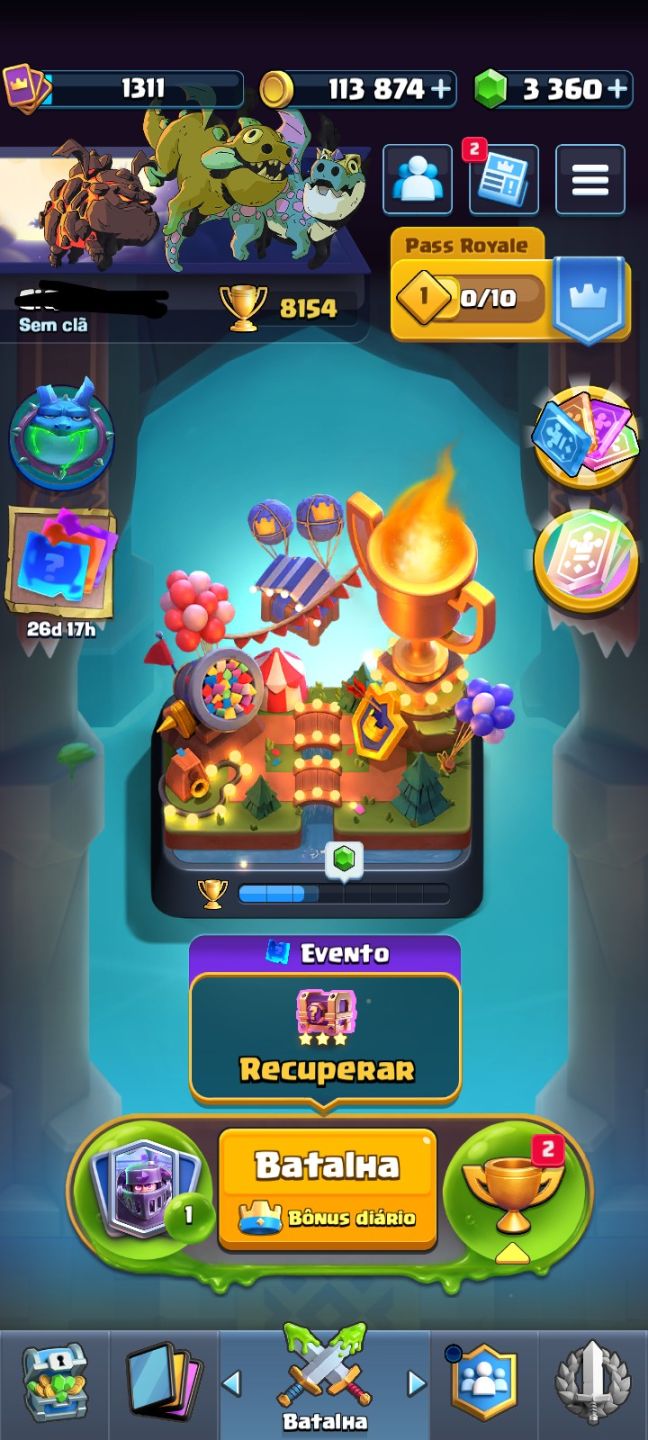 Conta Brawl Stars 10k Troféu + Clash Royale Arena 21!